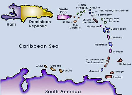 Map of the Caribbean